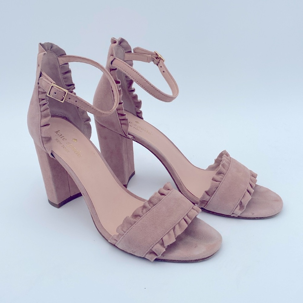 Kate Spade ballet pink heel sandals with ruffles!!!!